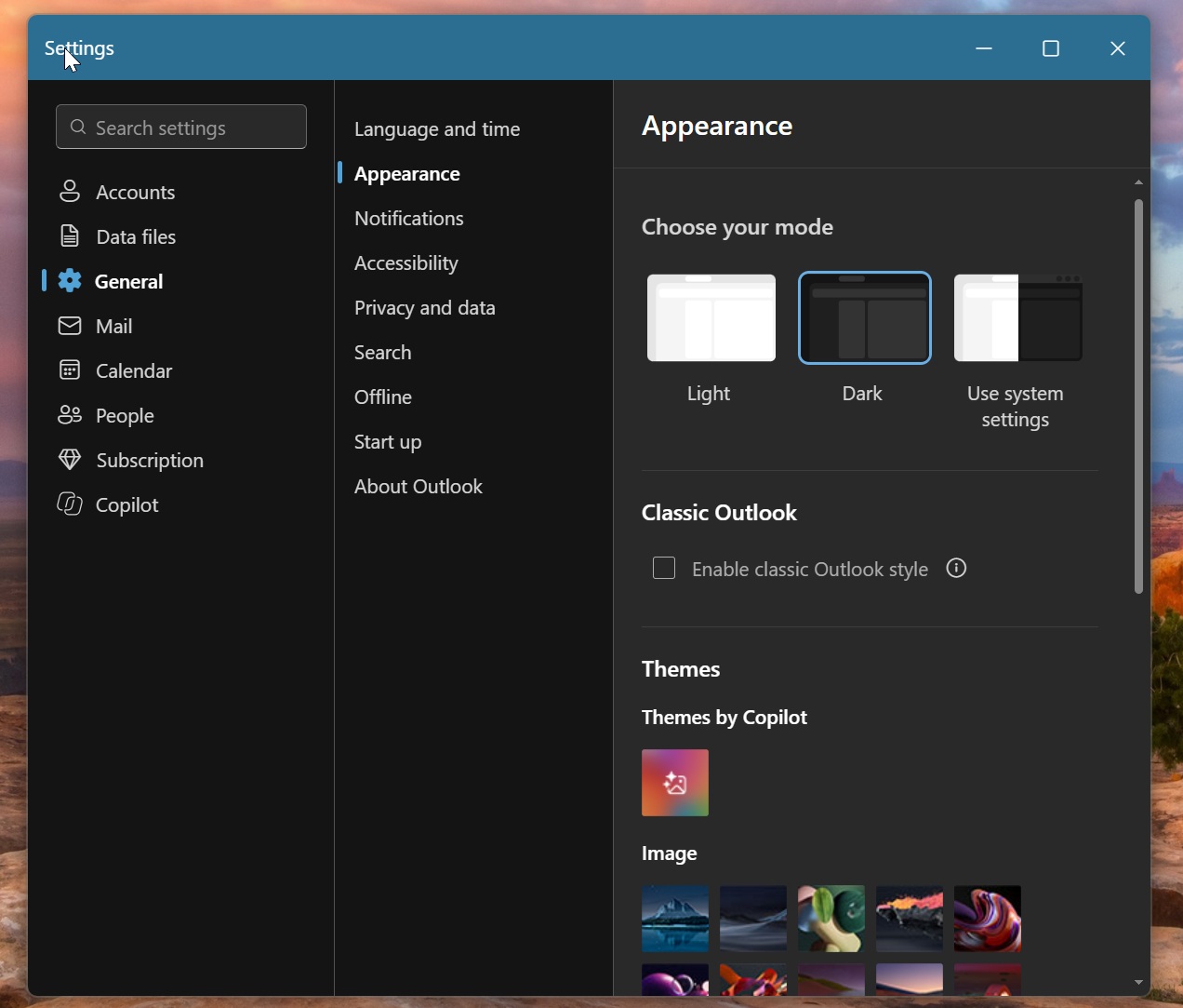 Enable classic Outlook style
